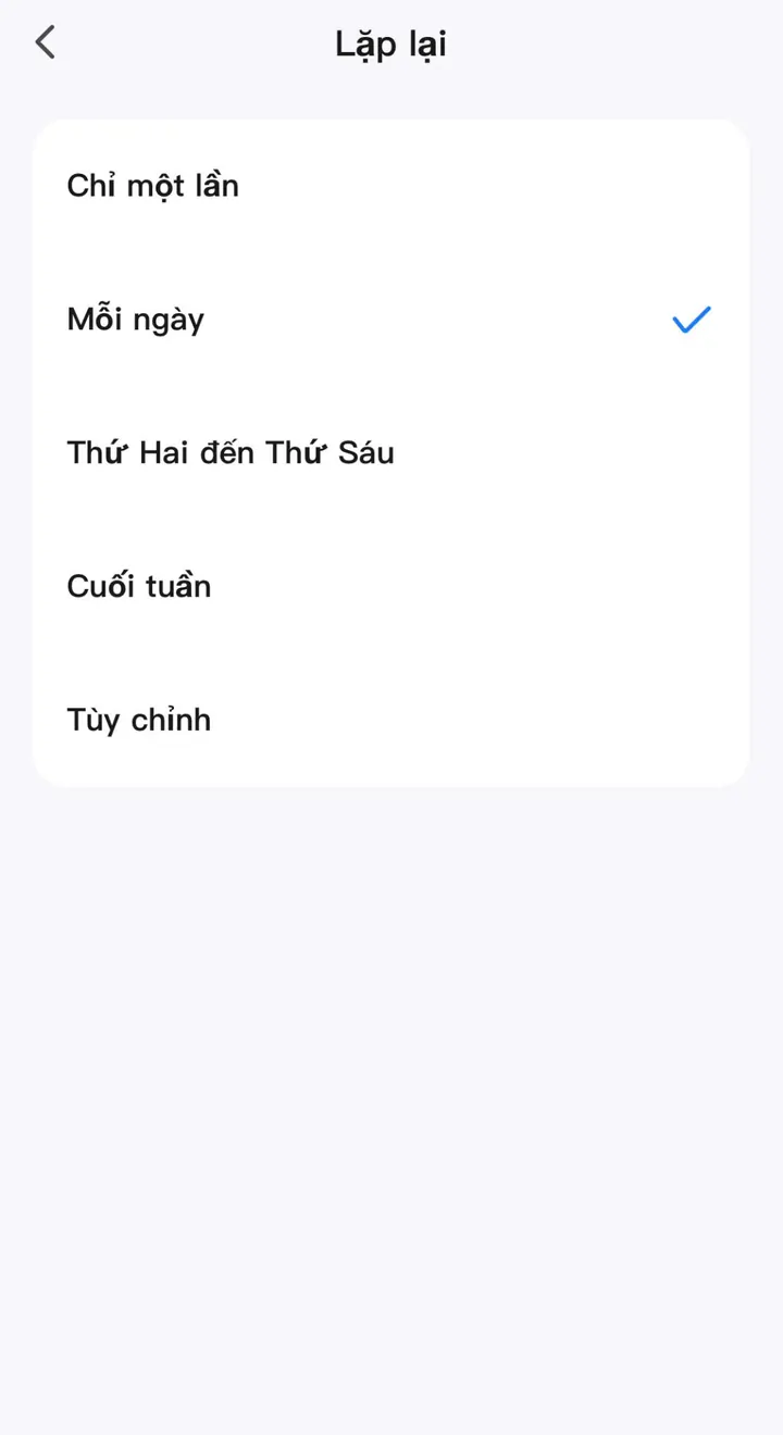 Chọn tần suất lặp lại từ Thứ Hai đến Thứ Sáu