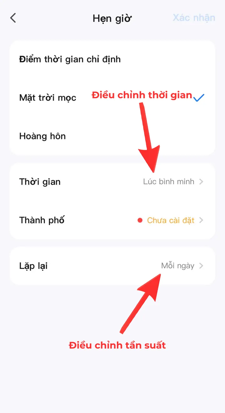 Điều chỉnh thời gian và tần suất lặp lại của kịch bản