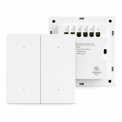 Công tắc thông minh Zigbee L3 AnGiaLife 4 nút màu trắng — mặt trước và mặt sau