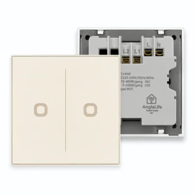 Công tắc thông minh WiFi NT 2 nút AnGiaLife mặt kính cảm ứng