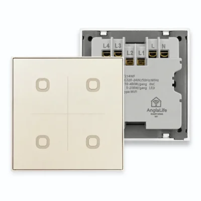 Công tắc thông minh WiFi NT 4 nút AnGiaLife mặt kính cảm ứng