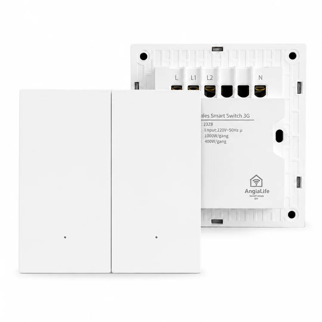 Công tắc thông minh Zigbee L3 2 nút AnGiaLife mặt acrylic trắng