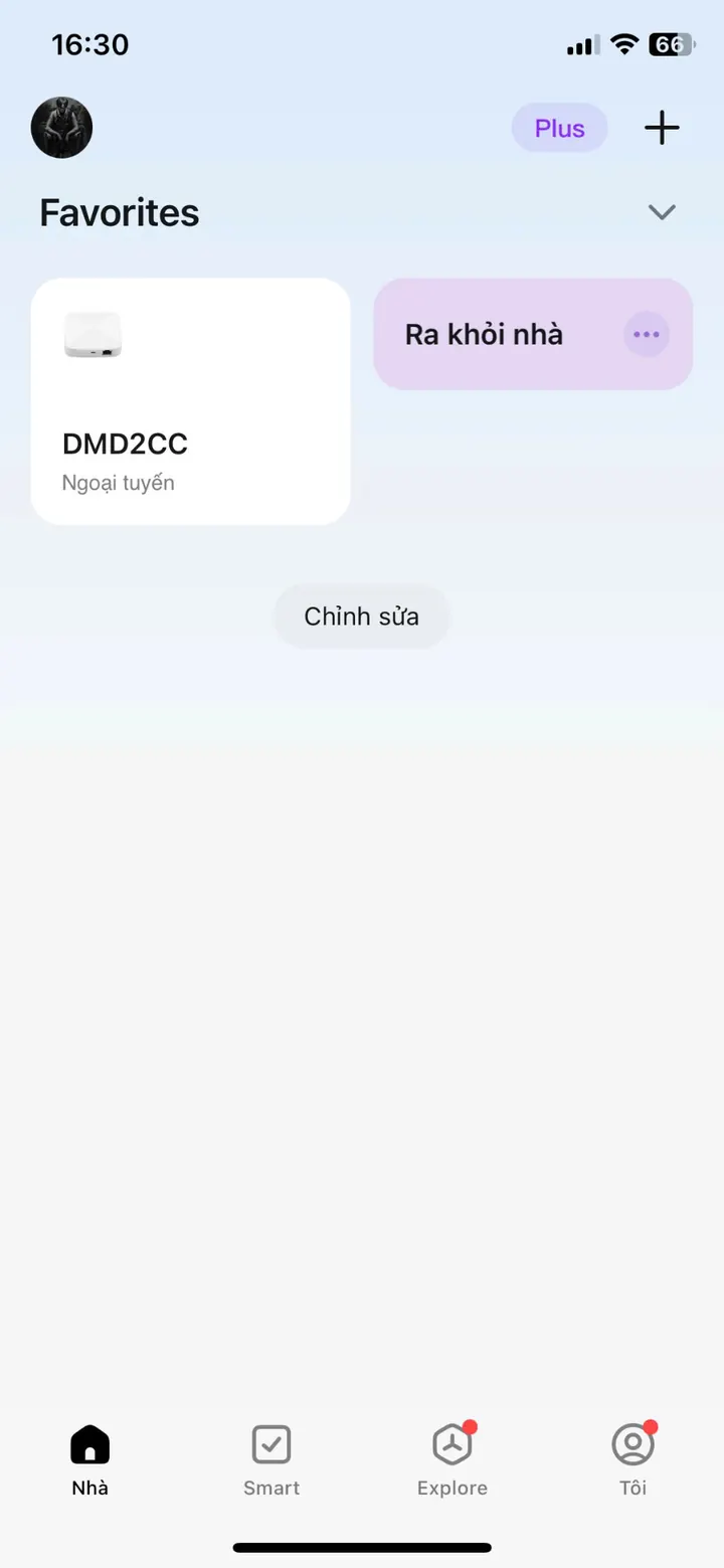 Kịch bản Ra khỏi nhà được ghim ra màn hình chính để một chạm kích hoạt